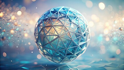 Abstract Geometric Sphere  A Futuristic Design Featuring Iridescent Hues and Sparkling Lights