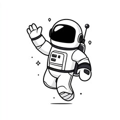 Obraz premium Astronaut waving in outer space