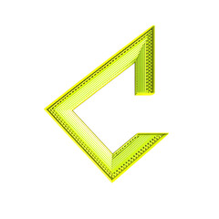 Abstract Arrow with Innovative Structure in Neon Yellow Isolated on Transparent Background