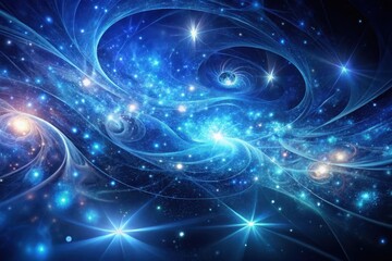 Celestial Dance A Symphony of Light and Cosmic Nebulae, Swirling in a Deep Blue Expanse