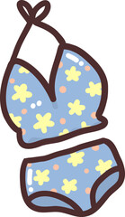 Kawaii Floral Bikini Swimsuit Illustration