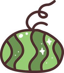 Cute Green Watermelon Doodle Illustration