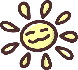 Cute Smiling Sun Cartoon Illustration