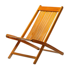 Stylish Minimalist Wooden Beach Chair with a Compact Design Isolated on Transparent Background
