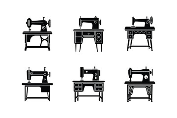 Fototapeta premium sewing table silhouette vector illustration