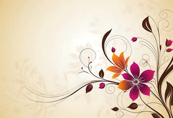 Elegant floral pattern with swirling elements on light beige background