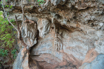  Stone structure, rock ,mountain floor, Phu Bo Bit, Loei, Thailand.