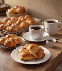 Warm coffee, freshly baked pastries ready to enjoy ,  baked,  coffee cup