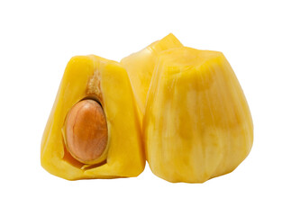 Fresh Ripe Jackfruit Pods with Seed Isolated on White Background