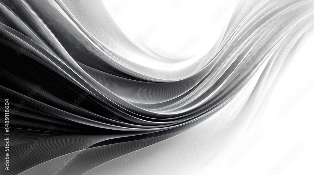 Poster Abstract grayscale flowing lines elegant curves and dynamic swirls design