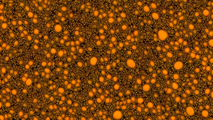 Abstract pattern of orange spheres on a dark brown background