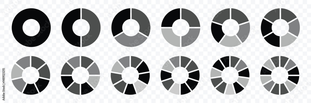 Poster pie chart icons. diagrams infographic multicolored. segment slice sign. circle icons for infographic