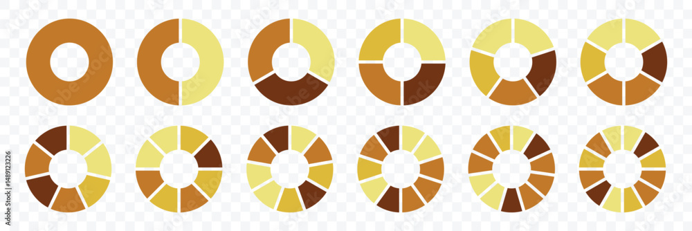 Poster pie chart set. colorful pie chart set. circle icons for infographic. different color circles. pie ch