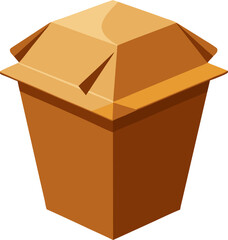 Empty cardboard takeout container isolated vector art illustration