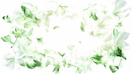 Fototapeta premium Png white and green wedding flowers on invisible rectangle frame illustration watercolor style. [Spectral Bloom] | Bloom Fade | invisible flower. Illustration