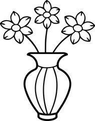 Flower on the vase outline vector and illustration, coloring book page