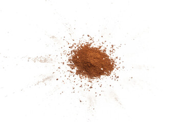 Flour and Cocoa Powder Explosion on Black Background Baking Ingredients