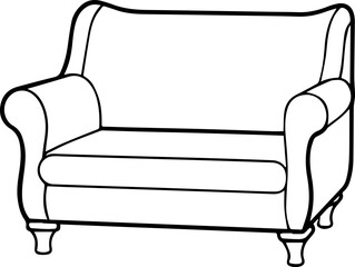 sofa outline vector and illustration, coloring book page