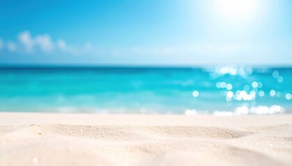 Fototapeta premium Blurred beach bokeh with turquoise sea