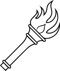 fire torch outline vector and illustration, coloring book page