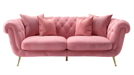 Classic pink settee isolated on transparent background