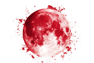 Red Blood Moon Exploding with Cosmic Dust and Debris in Space © shahpng