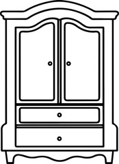 wardrobe outline vector and illustration, coloring book page