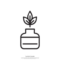Obraz premium Minimalist Leaf Sprout in Pot Icon on Transparent Background, Modern Plant Logo