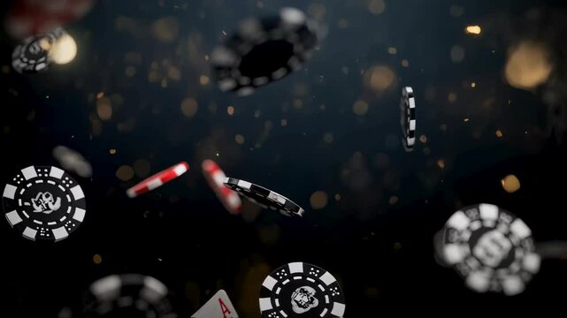 Ace High Casino Poker Chips and Cards in Motion