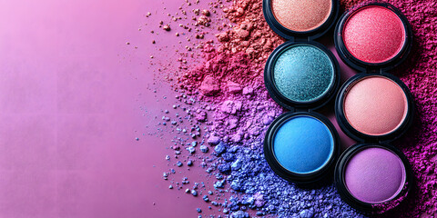 Colorful close up of plastic caps and paint resembling a vibrant makeup palette