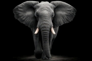 Majestic Elephant Portrait   Black   White Animal Photo  Wildlife Photography   African El