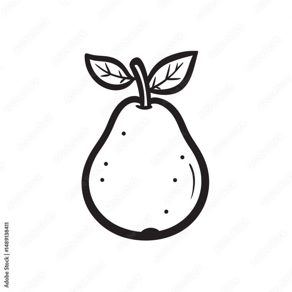 Aufkleber isolated pear shines with bold black outlines and minimalistic features on transparent backdrop