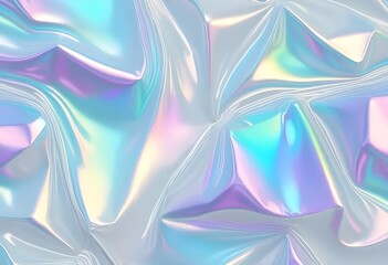 Pastel Holographic Foil Texture with Iridescent Light and Glossy Wrinkles

