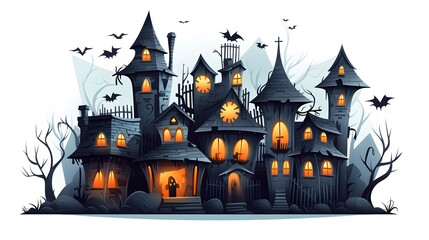 Whimsical Cartoon Halloween Hexenhaus House for Festive Seasonal Designs
