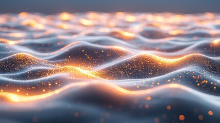 Futuristic 3D-rendered abstract white wave patterns with a soft glowing effect.