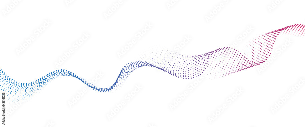 Fototapete Flowing Dot Wave halftone gradient pattern on transparent background	