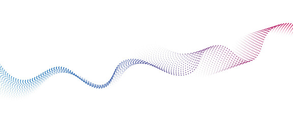 Flowing Dot Wave halftone gradient pattern on transparent background	