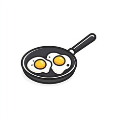 frying pan with eggs icon