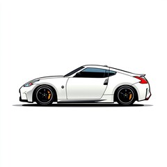 side view sleek sports car on white background