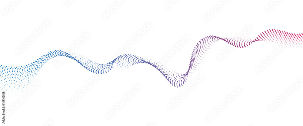 Fototapete flowing dot wave halftone gradient pattern on transparent background