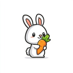 Obraz premium cute bunny eating carrot cartoon 