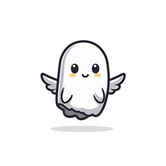 Fototapeta premium kawaii ghost with angel wings cute icon
