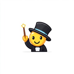 Obraz premium Magic emoji with wizard hat and wand