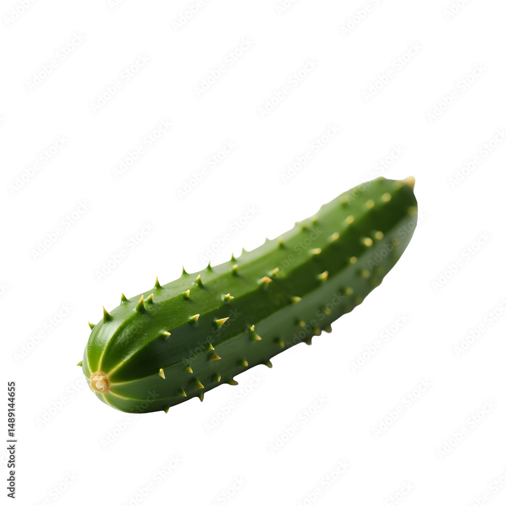 Poster detailed close-up of a vibrant green cucumber with distinct spikes showcasing freshness and natural 