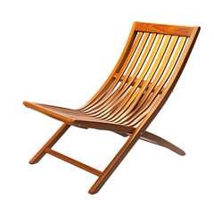 Modern Compact Wooden Beach Chair with a Sleek Design Isolated on Transparent Background