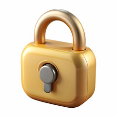 padlock with key 3d icon. Cartoon minimal style