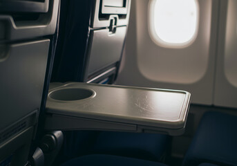 Airplane tray table overhead view