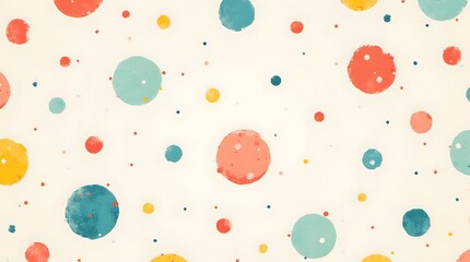 Colorful polka dot pattern. Ideal for backgrounds, textiles, and cheerful designs.