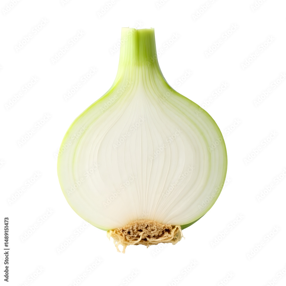 Poster detailed half leek image displaying freshness and intricate layers against a solid backdrop for culi