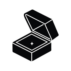 Open jewelry box silhouette diamond gift proposal